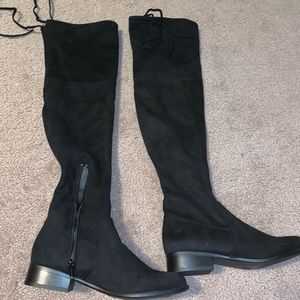 Black suede over the knee boots